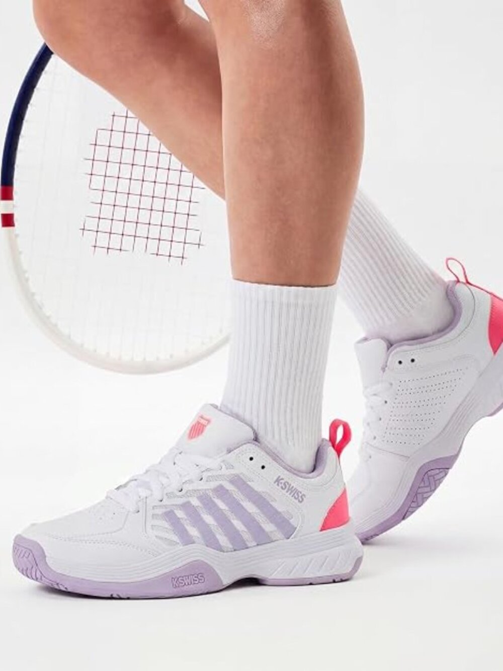K-Swiss COURT EXPRESS 2 | WHITE/ORCHID PETAL/NEON BLAZE - Womens 9.5